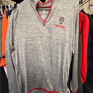 NC State Wolfpack Colosseum Gray and Red Zip-Up Sweater